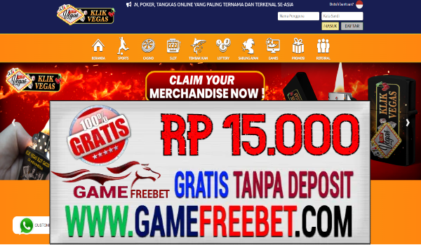 KlikVegas Freebet Gratis Rp 15.000 Tanpa Deposit