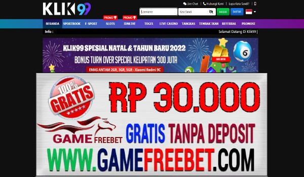 Klik99 Freebet Gratis Rp 30.000 Tanpa Deposit