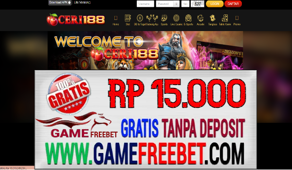 Ceri188 Freebet Gratis Rp 15.000 Tanpa Deposit