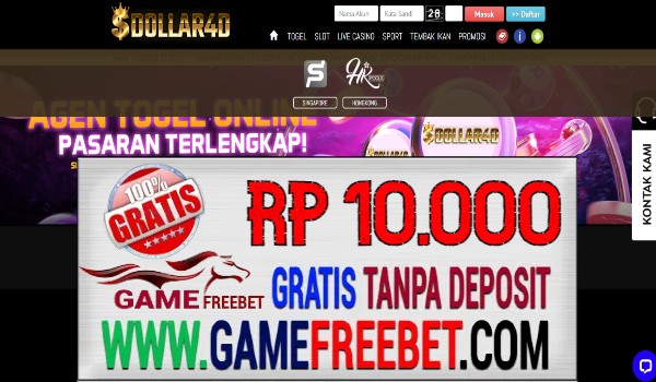 Dollar4D Freebet Gratis Rp 10.000 Tanpa Deposit