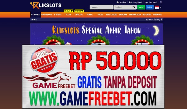 KlikSlots Freebet Gratis Rp 50.000 Tanpa Deposit