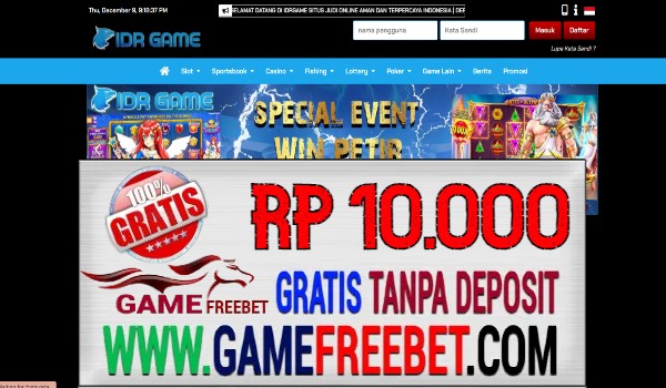 IDRGame Freebet Gratis Rp 10.000 Tanpa Deposit