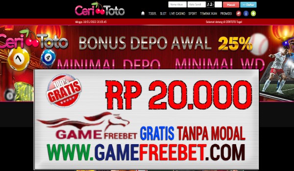 CeriToto Freebet Gratis Rp 20.000 Gacor Tanpa Deposit
