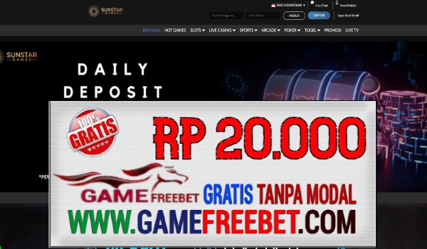 SunStarGames Freebet Gratis Rp 20.000 Tanpa Deposit