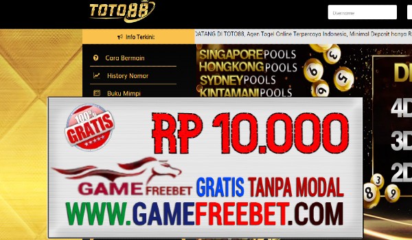TOTO88 Freebet Gratis Rp 10.000 Gacor Tanpa Deposit