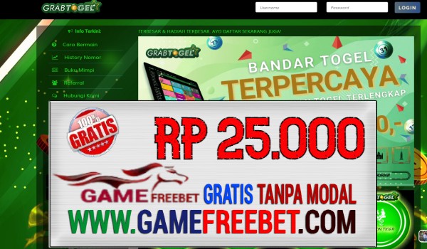 GrabTogel Freebet Gratis Rp 25.000 Tanpa Deposit