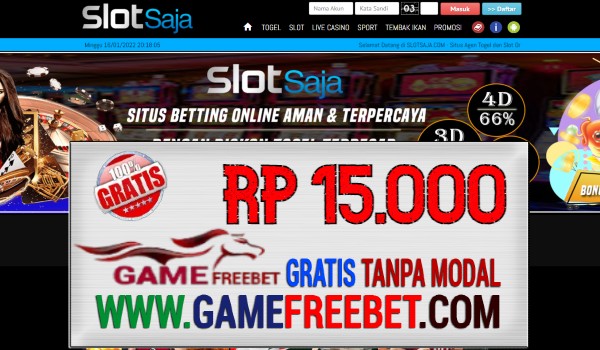 SlotSaja Freebet Gratis Rp 15.000 Gacor Tanpa Deposit