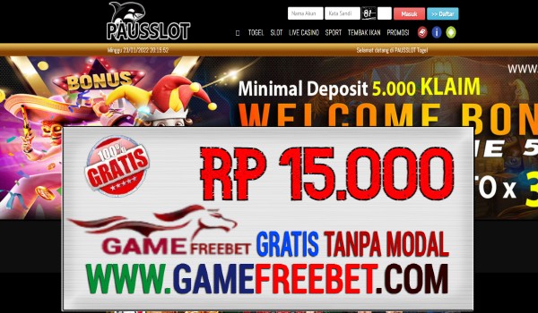 PAUSSLOT Freebet Gratis Rp 15.000 Tanpa Deposit
