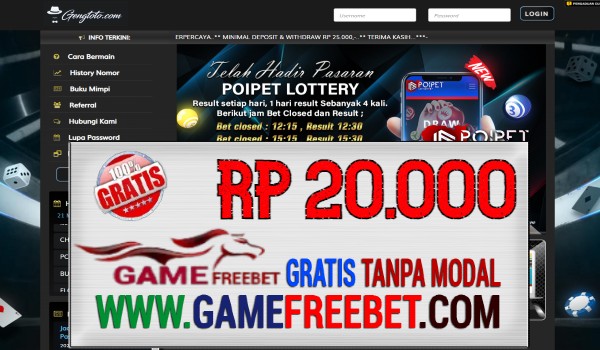GengToto Freebet Gratis Rp 20.000 Tanpa Deposit