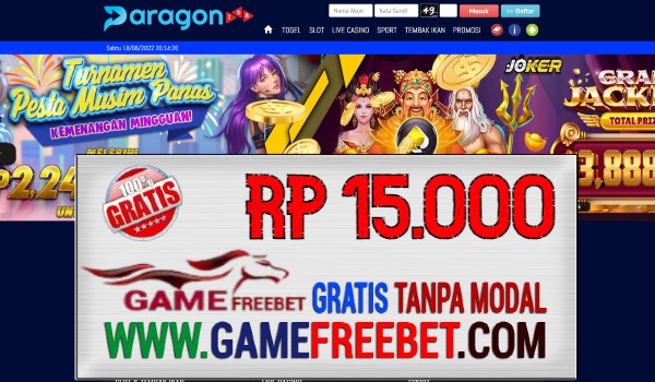 Paragon168 Game Freebet Gratis Rp 15.000 Tanpa Deposit