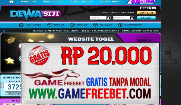 DEWASIJI FREEBET GRATIS RP 20.000 TANPA DEPOSIT