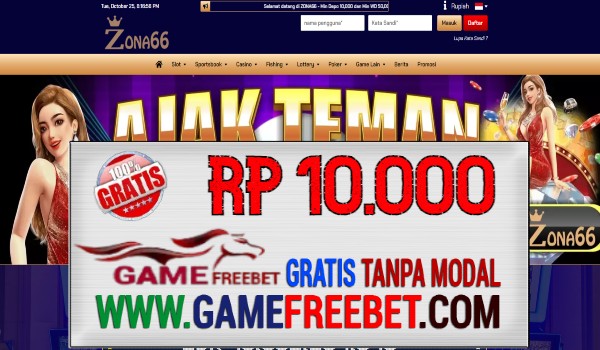 ZONA66 Freebet Gratis Rp 10.000 Tanpa Deposit