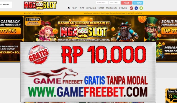 MGXSLOT Freebet Gratis Rp 10.000 Tanpa Deposit