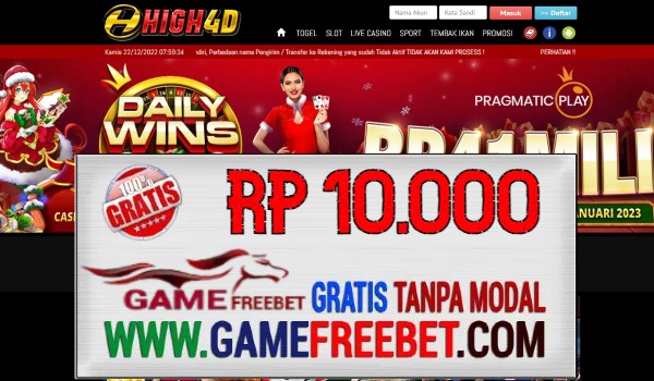 HIGH4D Freebet Gratis Rp 10.000 Tanpa Deposit