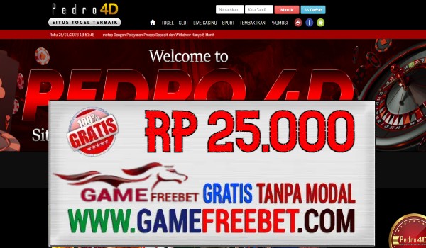 PEDRO4D Freebet Gratis Rp 25.000 Tanpa Deposit