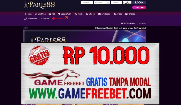 PARIS88 Freebet Gratis Rp 10.000 Tanpa Deposit