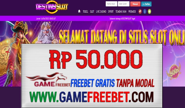 DESTINYSLOT Freebet Gratis Rp 50.000 Tanpa Deposit