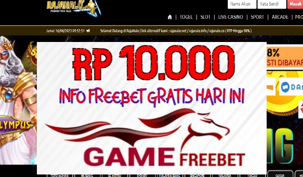 RAJANALO Gratis Freebet Rp 10.000 Tanpa Deposit