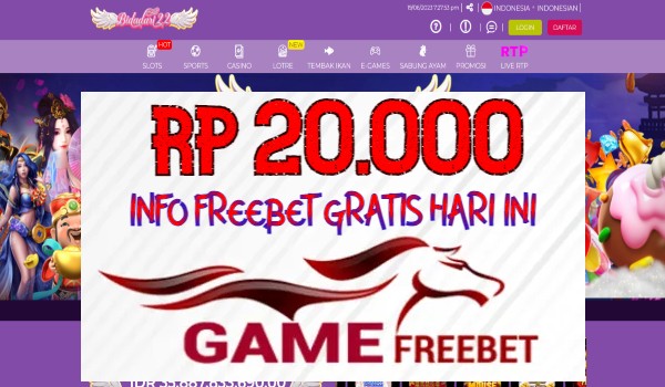 BIDADARI22 Freebet Gratis Rp 20.000 Tanpa Deposit