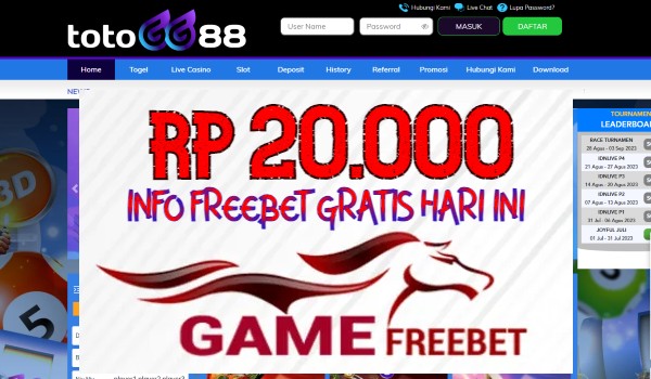 TOTOGG88 Game Freebet Rp 20.000 Tanpa Deposit