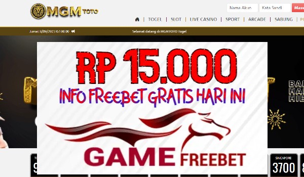 MGMTOTO Game Freebet Rp 15.000 Tanpa Deposit
