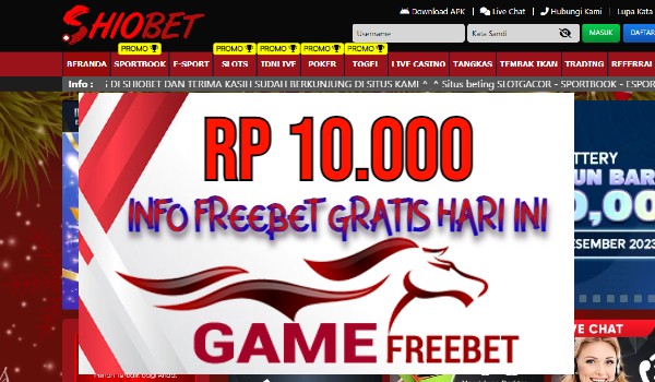 SHIOBET Game Freebet Rp 10.000 Tanpa Deposit