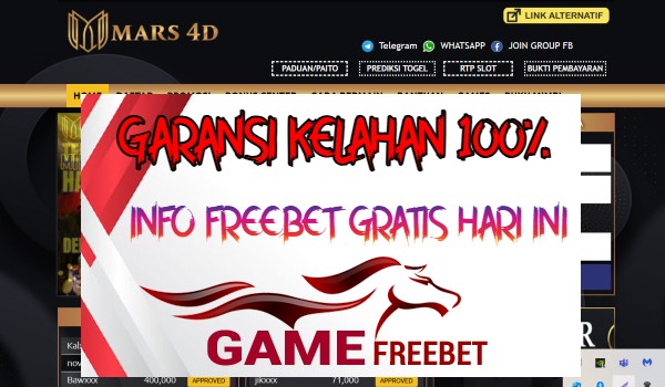 MARS4D Bonus Garansi Kelahan 100% New Member
